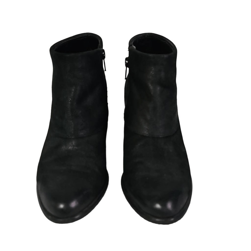 Sixth + Love Women's Size 7 Side Zip Heeled Bootie Black Shimmer Faux Suede